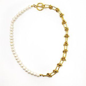 Natural Pearls and 18K Gold Plated Necklace
